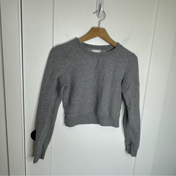 Aritzia Tops - Aritzia Wilfred Free Gray Cropped Relaxed Pullover Sweatshirt Size Small